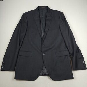 Peter Millar Jacket Mens 44T Dark Gray Plaid 100% Wool Sport Coat Blazer